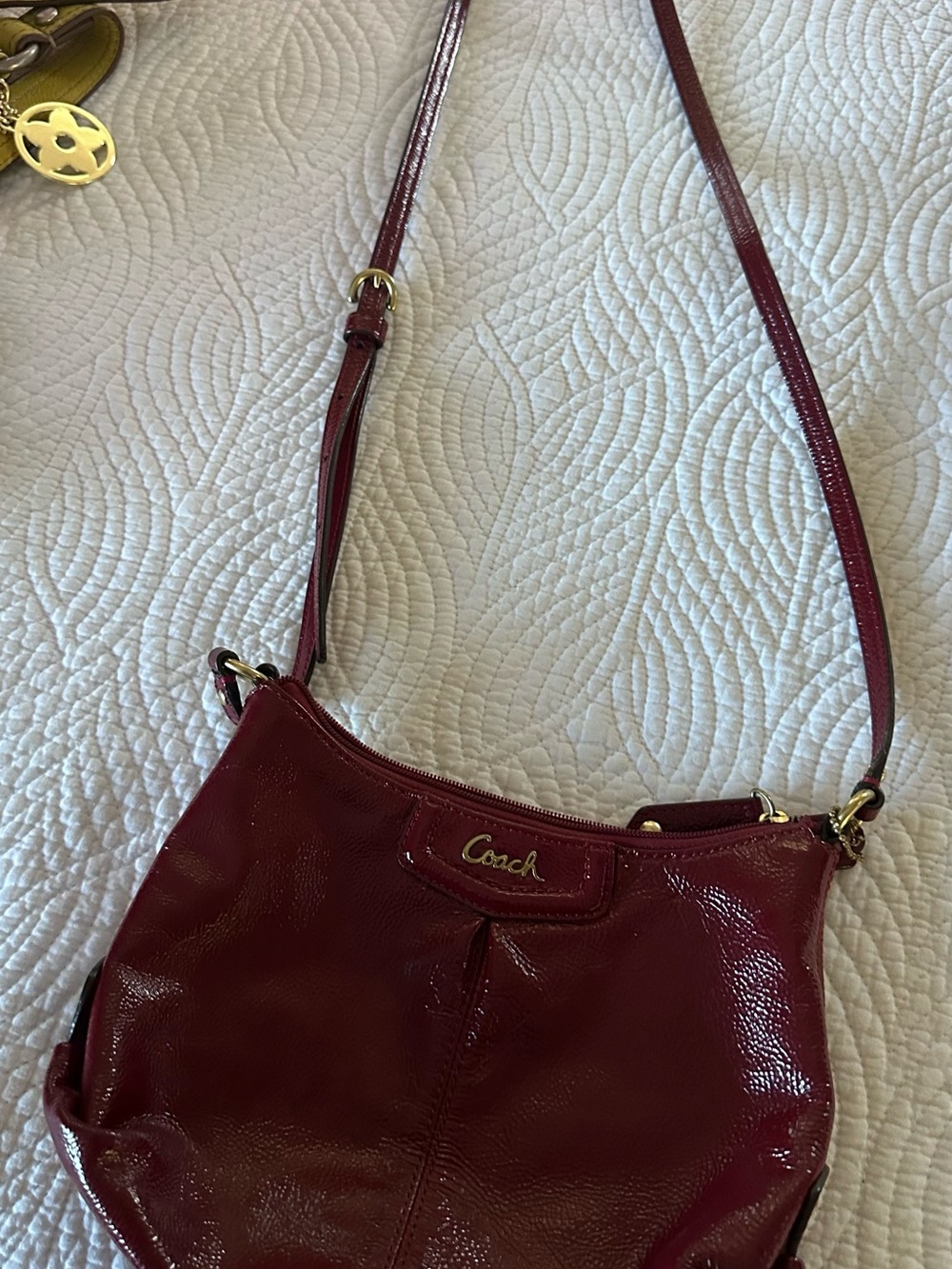 Coach Burgundy Patent Leather Crossbody Bag